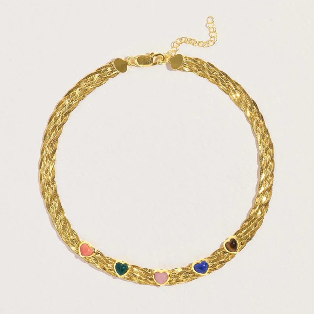 RARE Pamela Love "Stefania" Rainbow Heart Necklace